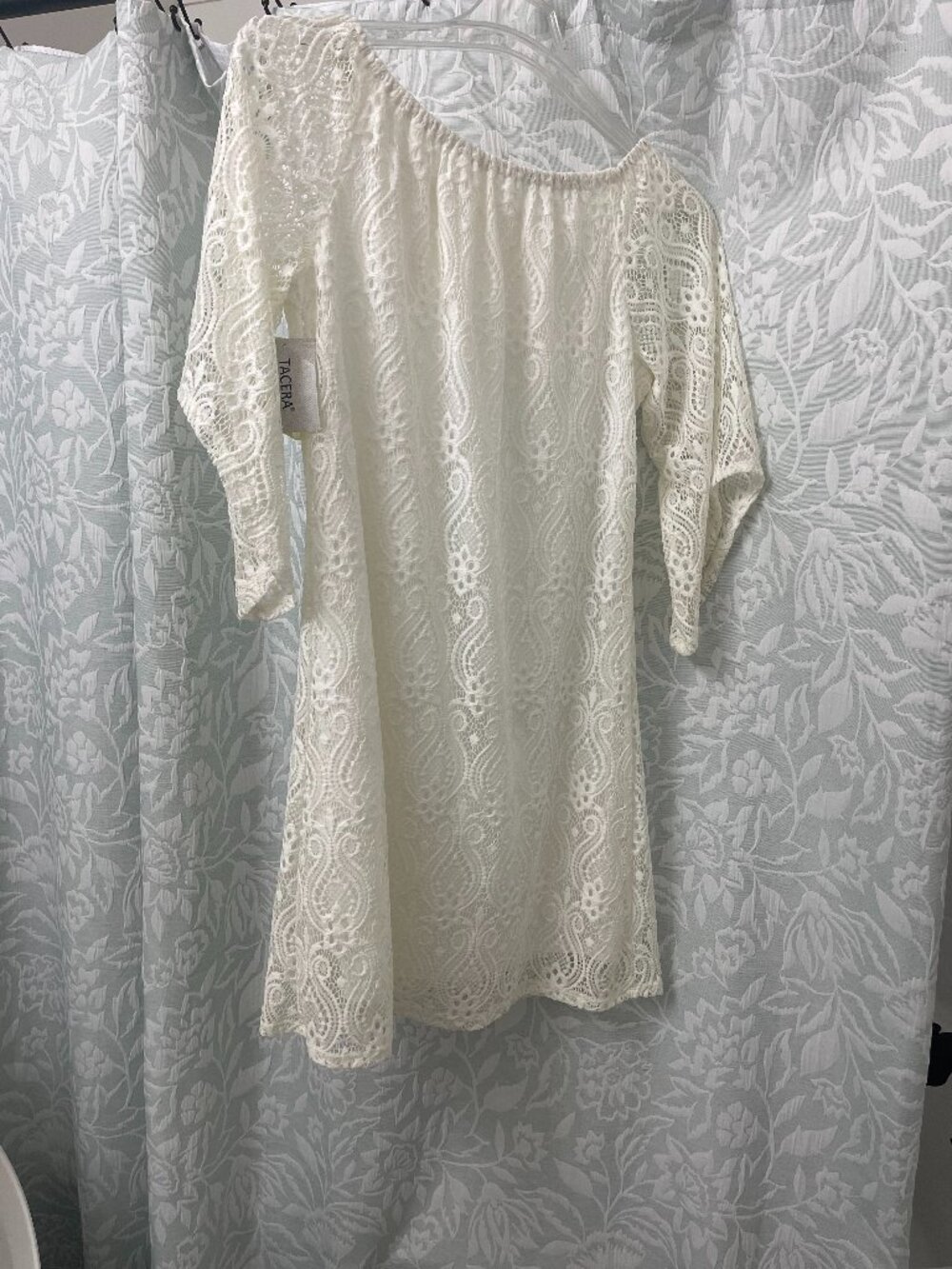 🤍 Cream Lace Off-the-Shoulder Dress – Romantic & Elegant 🤍